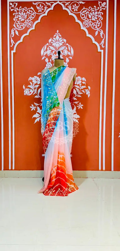 PURE DIAMOND CHIFFON PITTAN WORK SAREE