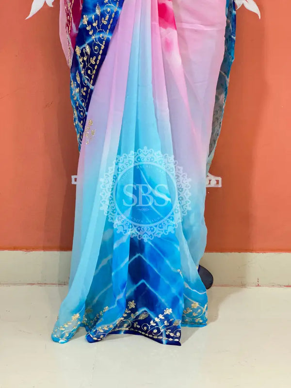 PURE DIAMOND CHIFFON PITTAN WORK SAREE