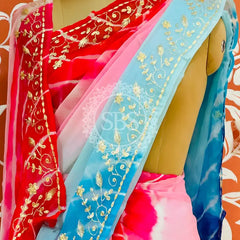 PURE DIAMOND CHIFFON PITTAN WORK SAREE