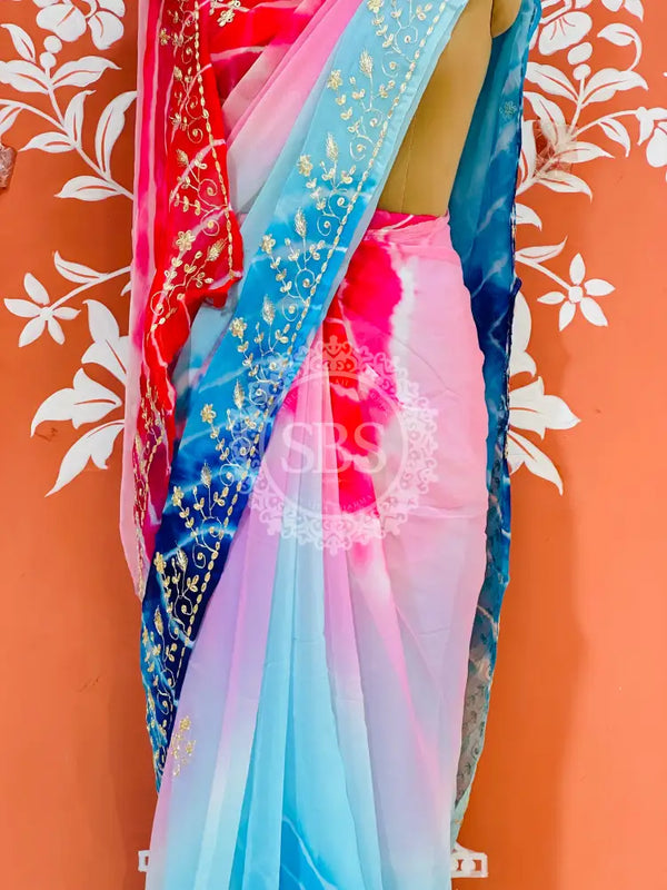PURE DIAMOND CHIFFON PITTAN WORK SAREE
