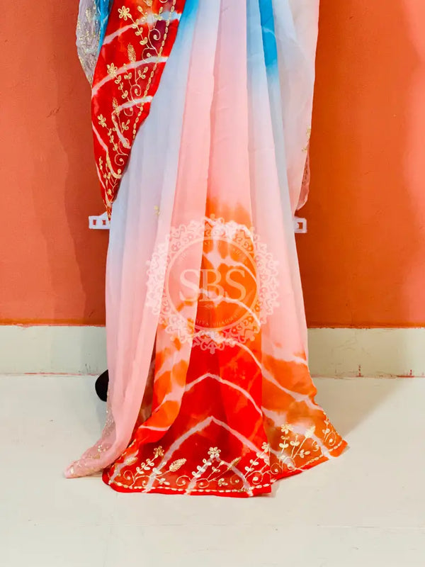 PURE DIAMOND CHIFFON PITTAN WORK SAREE