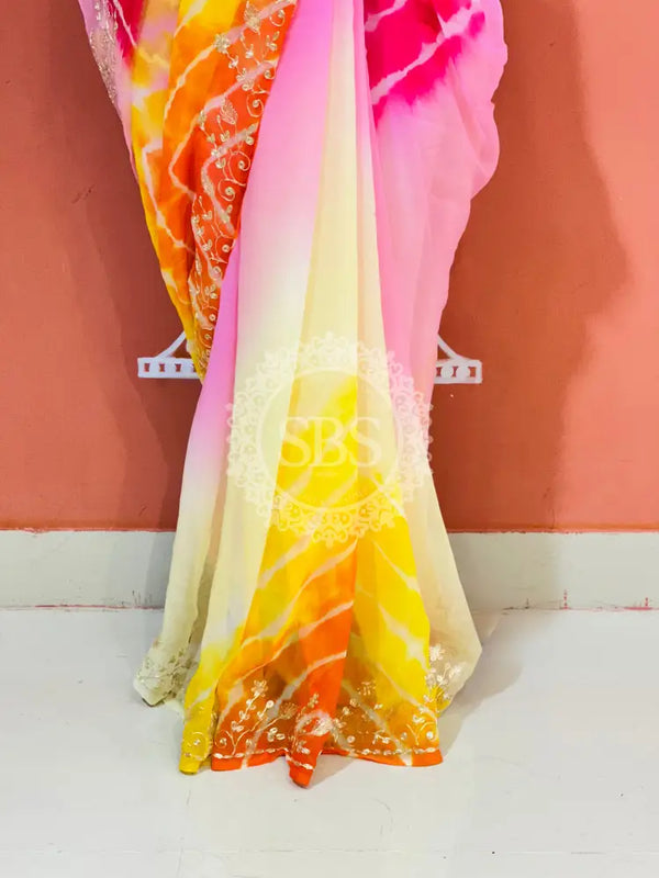 PURE DIAMOND CHIFFON PITTAN WORK SAREE