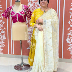 PURE DIAMOND CHIFFON SAREE WITH AANGI BLOUSE