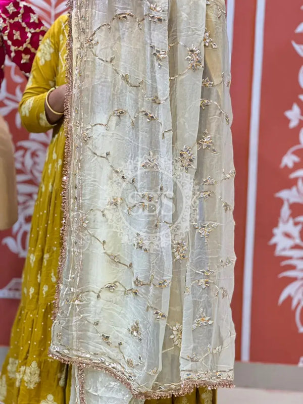 PURE DIAMOND CHIFFON SAREE WITH AANGI BLOUSE