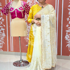 PURE DIAMOND CHIFFON SAREE WITH AANGI BLOUSE