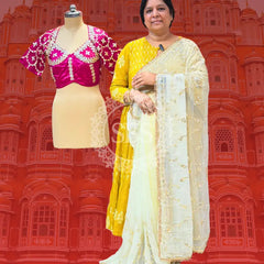 PURE DIAMOND CHIFFON SAREE WITH AANGI BLOUSE