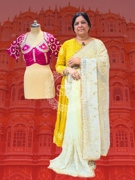 PURE DIAMOND CHIFFON SAREE WITH AANGI BLOUSE