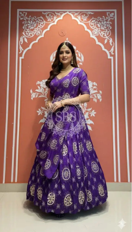 Pure Gazi Satin Silk Gota Mandana Lehenga