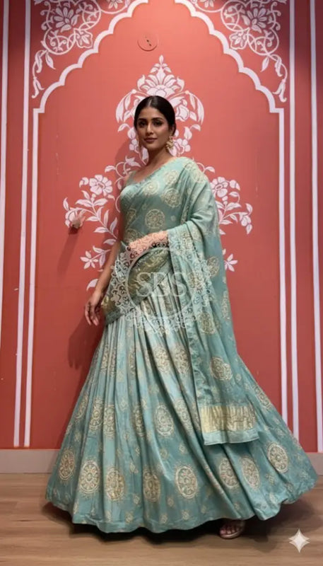 Pure Gazi Satin Silk Gota Mandana Lehenga