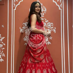 Pure Gazi Satin Silk Gota Mandana Lehenga