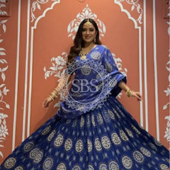 Pure Gazi Satin Silk Gota Mandana Lehenga