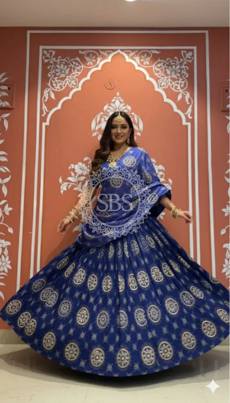 Pure Gazi Satin Silk Gota Mandana Lehenga