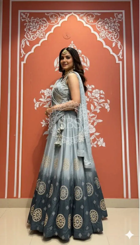Pure Gazi Satin Silk Gota Mandana Lehenga