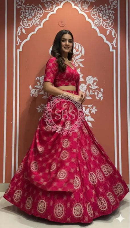 Pure Gazi Satin Silk Gota Mandana Lehenga