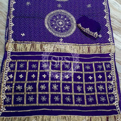 PURE GAZI SATIN SILK SAREE Navy / Free Size