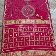 PURE GAZI SATIN SILK SAREE Pink / Free Size