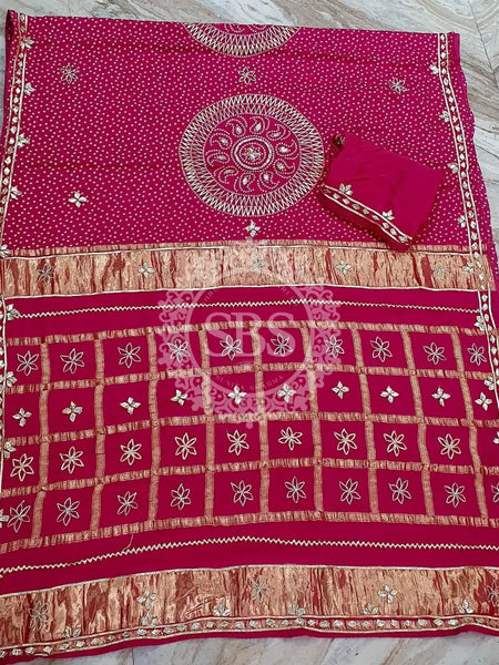 PURE GAZI SATIN SILK SAREE Pink / Free Size