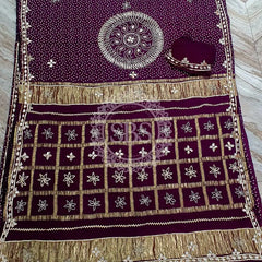 PURE GAZI SATIN SILK SAREE Purple / Free Size