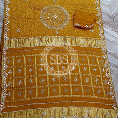 PURE GAZI SATIN SILK SAREE Yellow / Free Size