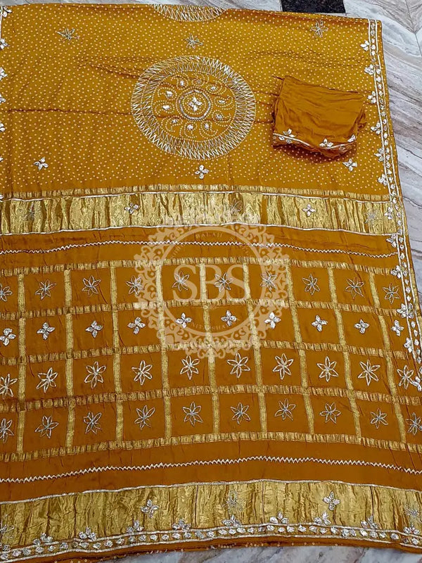 PURE GAZI SATIN SILK SAREE Yellow / Free Size