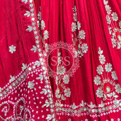 PURE GAZI SILK BHANDEJ LEHENGA