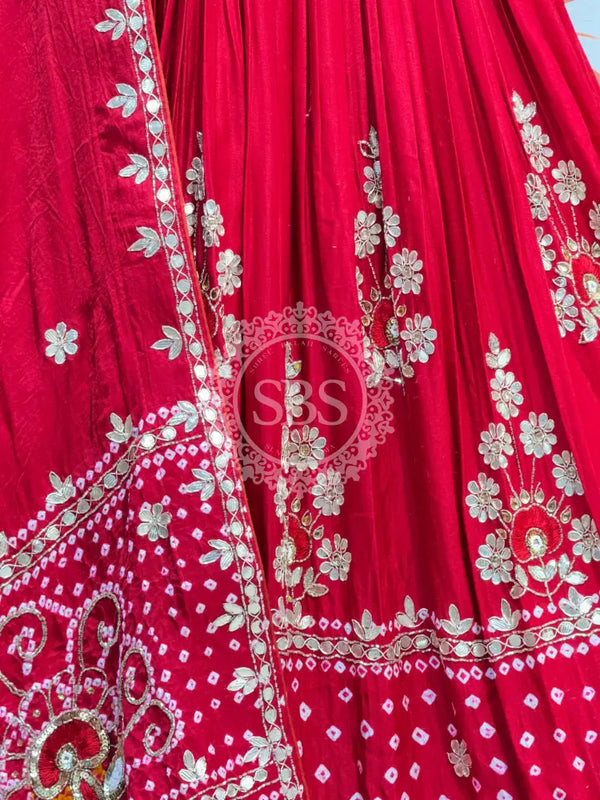 PURE GAZI SILK BHANDEJ LEHENGA