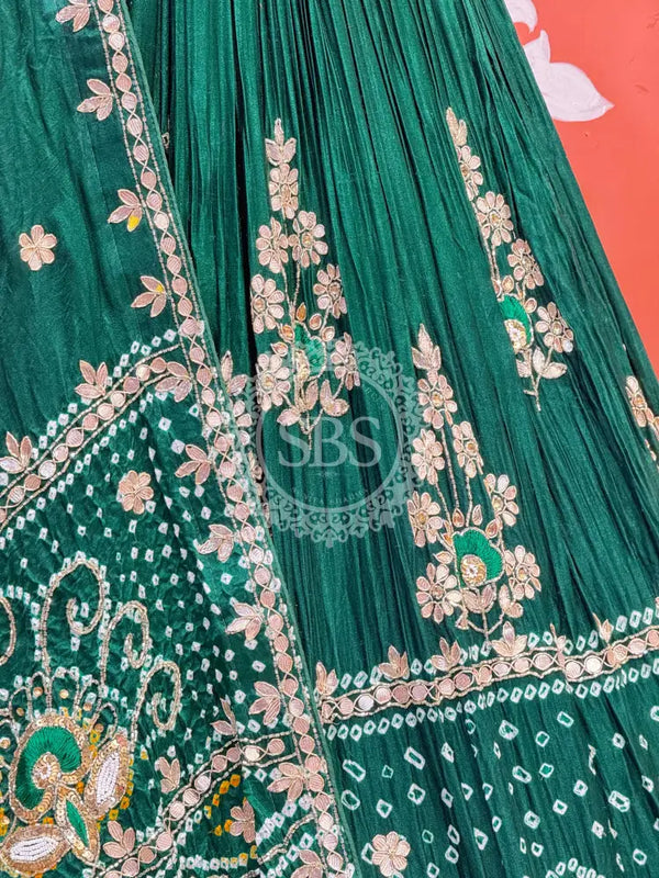PURE GAZI SILK BHANDEJ LEHENGA