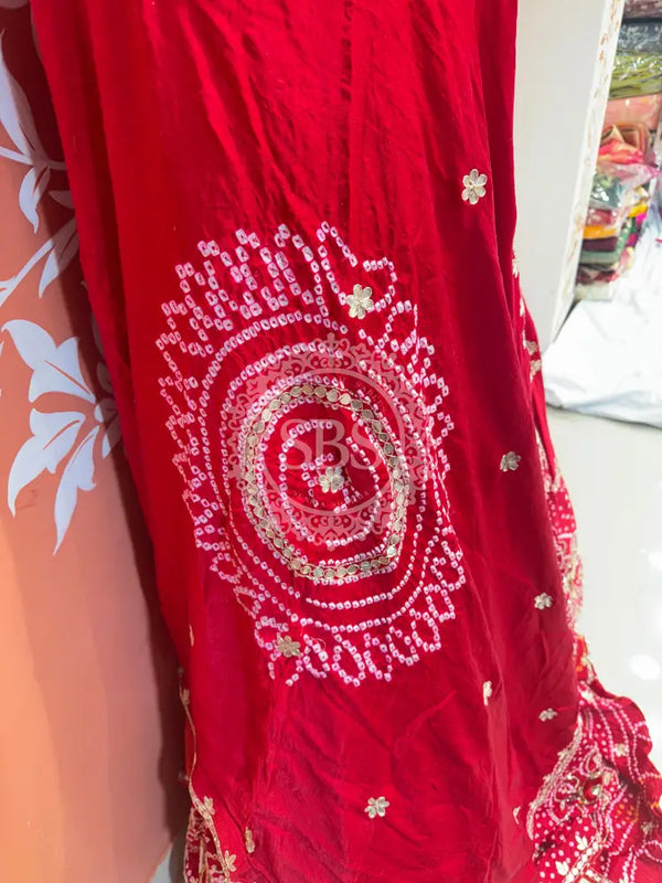PURE GAZI SILK BHANDEJ LEHENGA