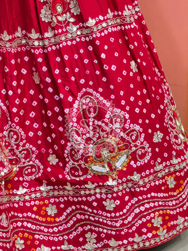 PURE GAZI SILK BHANDEJ LEHENGA