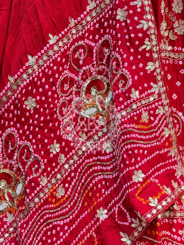 PURE GAZI SILK BHANDEJ LEHENGA