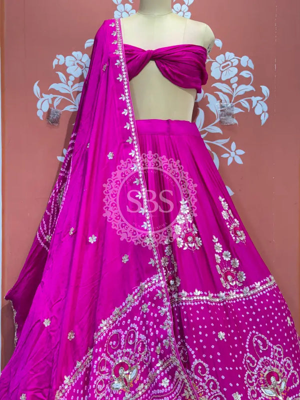 PURE GAZI SILK BHANDEJ LEHENGA