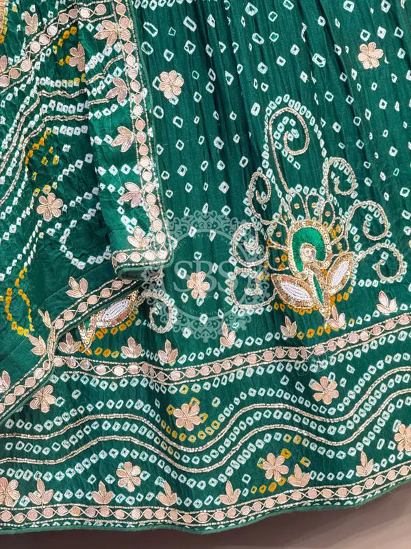 PURE GAZI SILK BHANDEJ LEHENGA