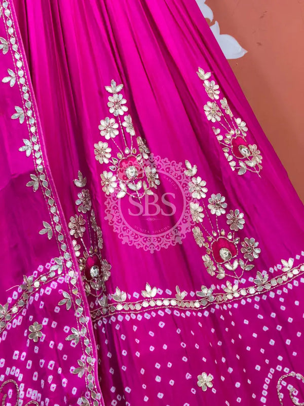 PURE GAZI SILK BHANDEJ LEHENGA
