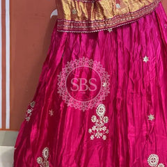 Pure Gazi Silk Dupatta Kacchi Patti with pure Gazi Silk kacchi patti Lehenga Pink / Free Size