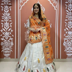 Pure gazi silk dupatta kacchi patti with pure tissue kacchi patti Lehenga