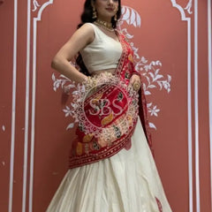 Pure gazi silk dupatta kacchi patti with pure tissue kacchi patti Lehenga