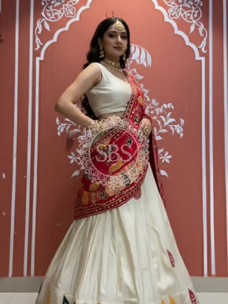 Pure gazi silk dupatta kacchi patti with pure tissue kacchi patti Lehenga