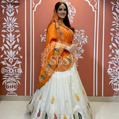 Pure gazi silk dupatta kacchi patti with pure tissue kacchi patti Lehenga