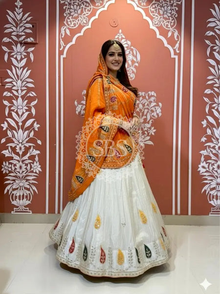 Pure gazi silk dupatta kacchi patti with pure tissue kacchi patti Lehenga