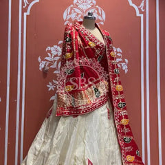 Pure gazi silk dupatta kacchi patti with pure tissue kacchi patti Lehenga