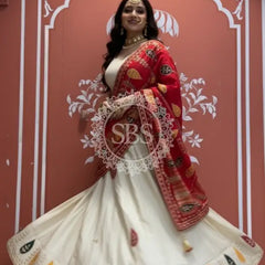 Pure gazi silk dupatta kacchi patti with pure tissue kacchi patti Lehenga