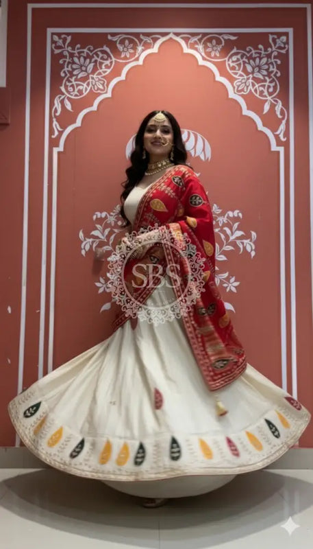 Pure gazi silk dupatta kacchi patti with pure tissue kacchi patti Lehenga