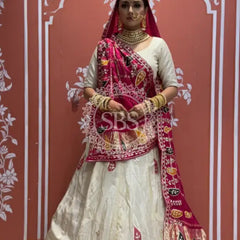 Pure gazi silk dupatta kacchi patti with pure tissue kacchi patti Lehenga