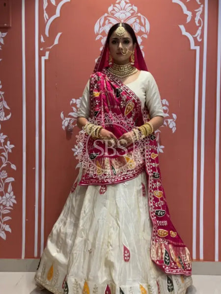 Pure gazi silk dupatta kacchi patti with pure tissue kacchi patti Lehenga