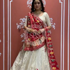 Pure gazi silk dupatta kacchi patti with pure tissue kacchi patti Lehenga