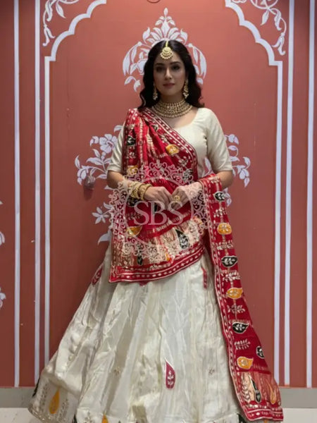 Pure gazi silk dupatta kacchi patti with pure tissue kacchi patti Lehenga