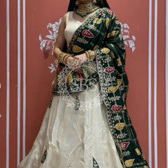 Pure gazi silk dupatta kacchi patti with pure tissue kacchi patti Lehenga