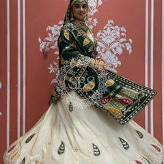 Pure gazi silk dupatta kacchi patti with pure tissue kacchi patti Lehenga