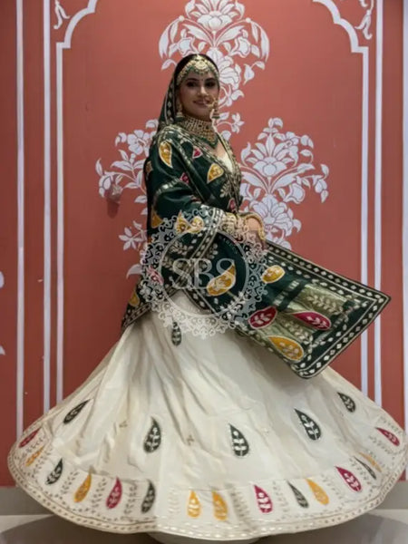 Pure gazi silk dupatta kacchi patti with pure tissue kacchi patti Lehenga