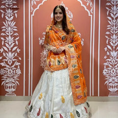 Pure gazi silk dupatta kacchi patti with pure tissue kacchi patti Lehenga